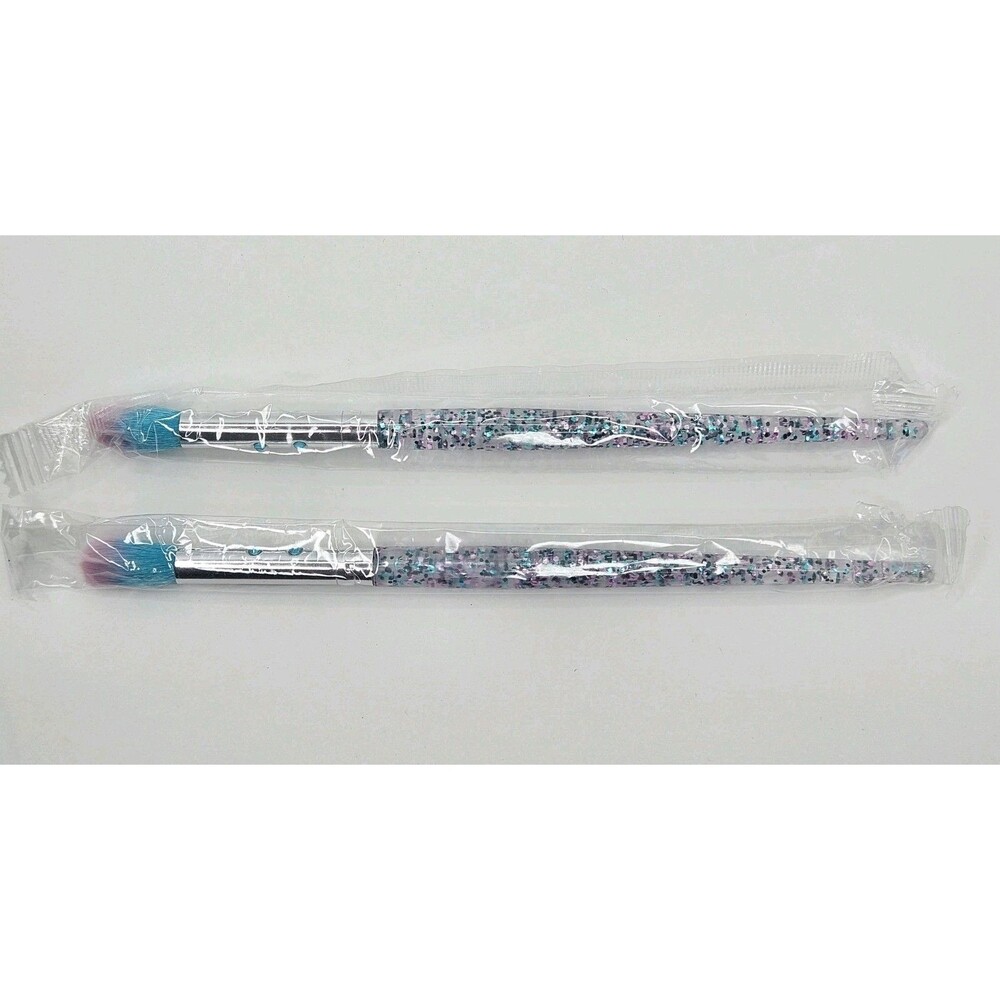 Slmissglam SS57 Eyeshadow Blending Brush Lot Of 2 New Sparkly Handle Pink & Teal